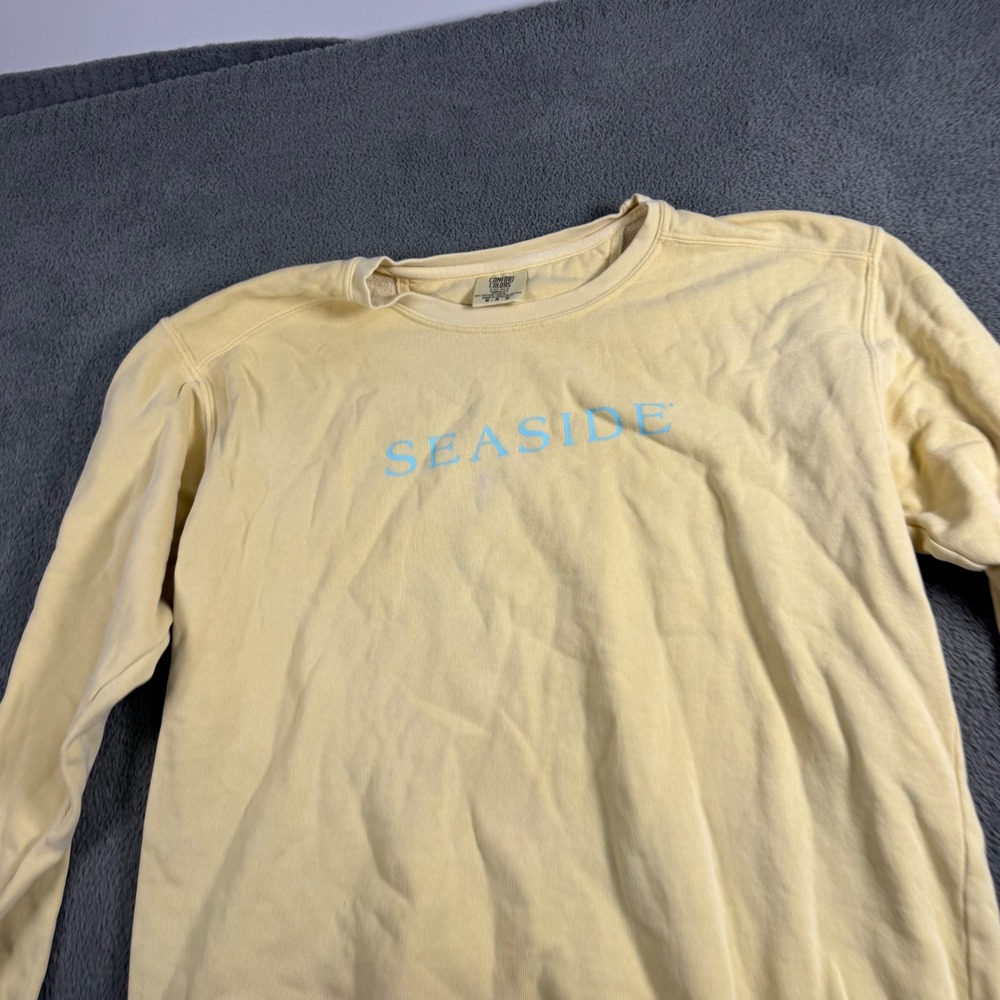 Comfort Colors Seaside Florida Sweatshirt Yellow Crewneck Graphic Pullover M